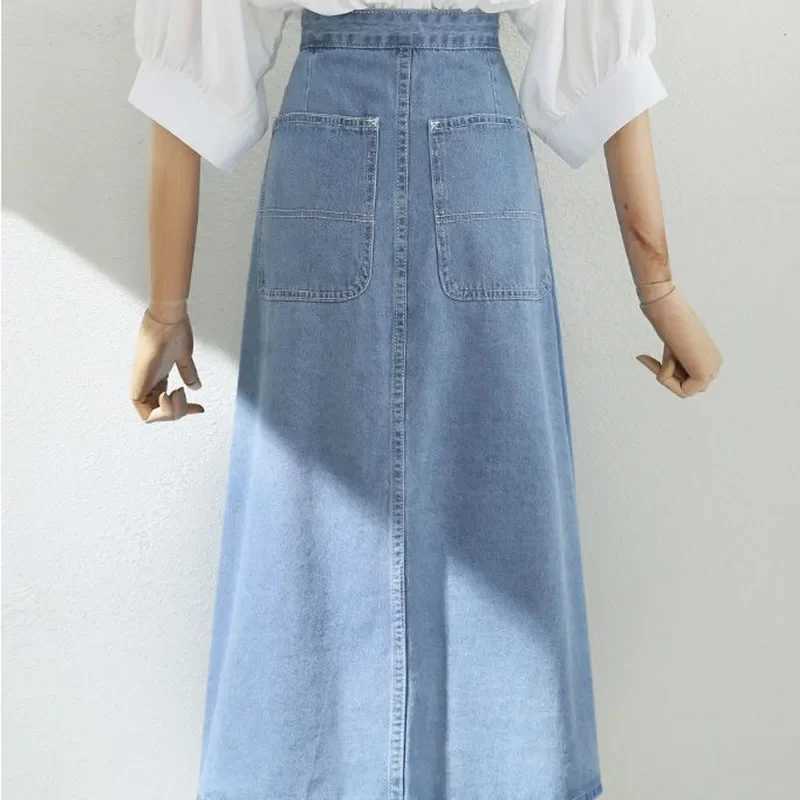 Irregular Pleated Baggy Denim Skirt Women Casual High Waist Vintage Faldas Korean Fashion Streetwear Loose A-lined Jean Skirts M260316