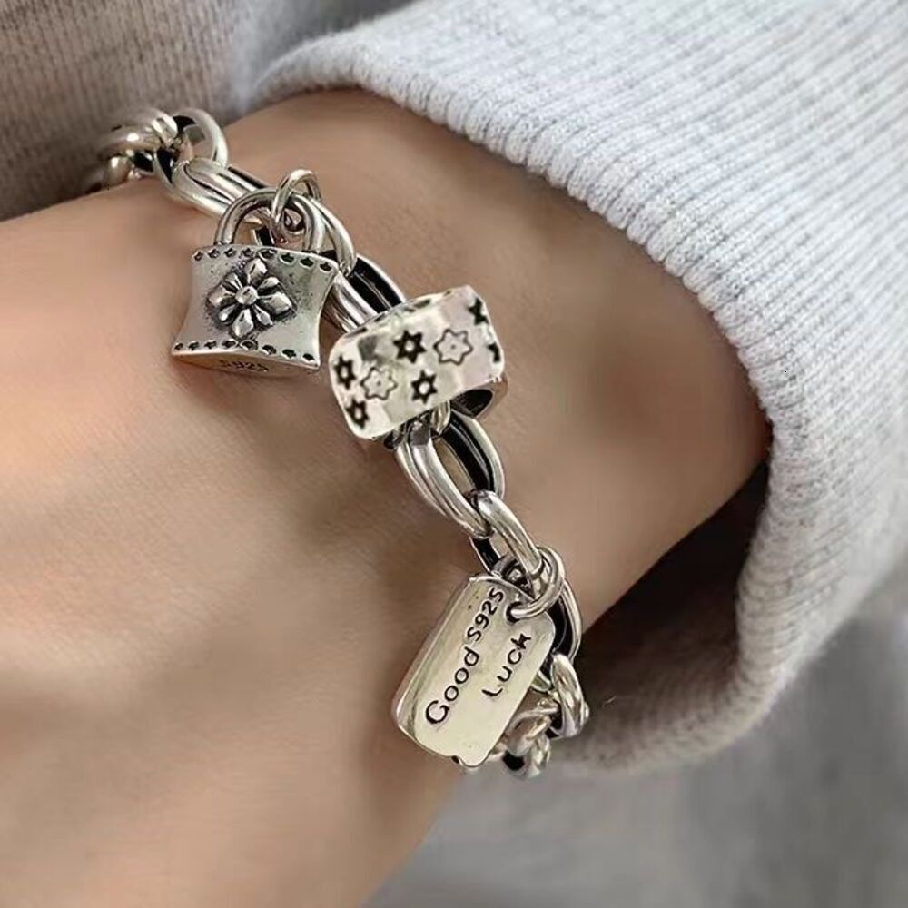 Women Jewelry Bracelets Charm Bracelets Korean Niche Vintage Floral Lock Hexagonal Star Minimalist Couple Bracelet
