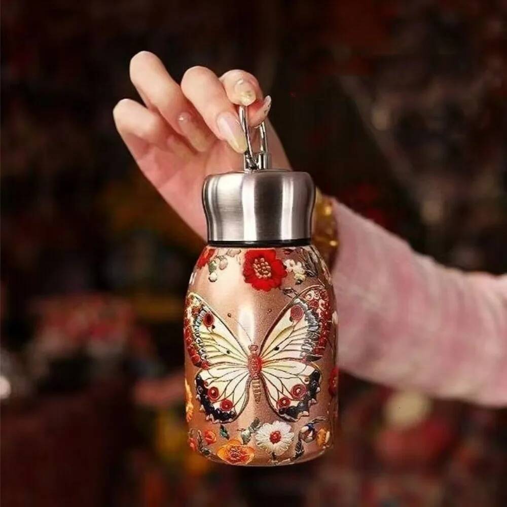 Cute Portable 304 Stainless Steel Insulated Cup Double Wall 300ml Coffee Mug Leak-Proof Mini Water Bottle Outdoor Travel Office