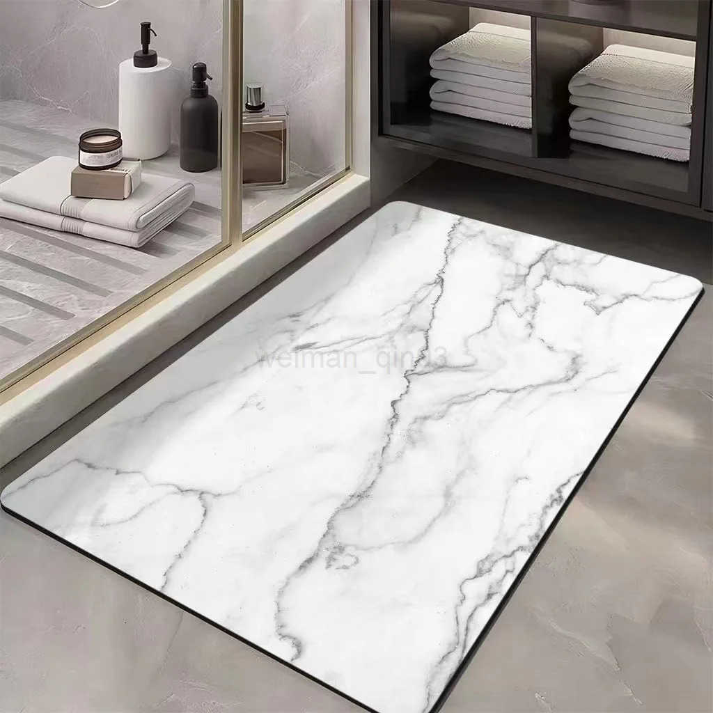 Light luxury marble diatom mud water-absorbing quick-drying floor mat non-slip and dirt-resistant at the bathroom door H260316