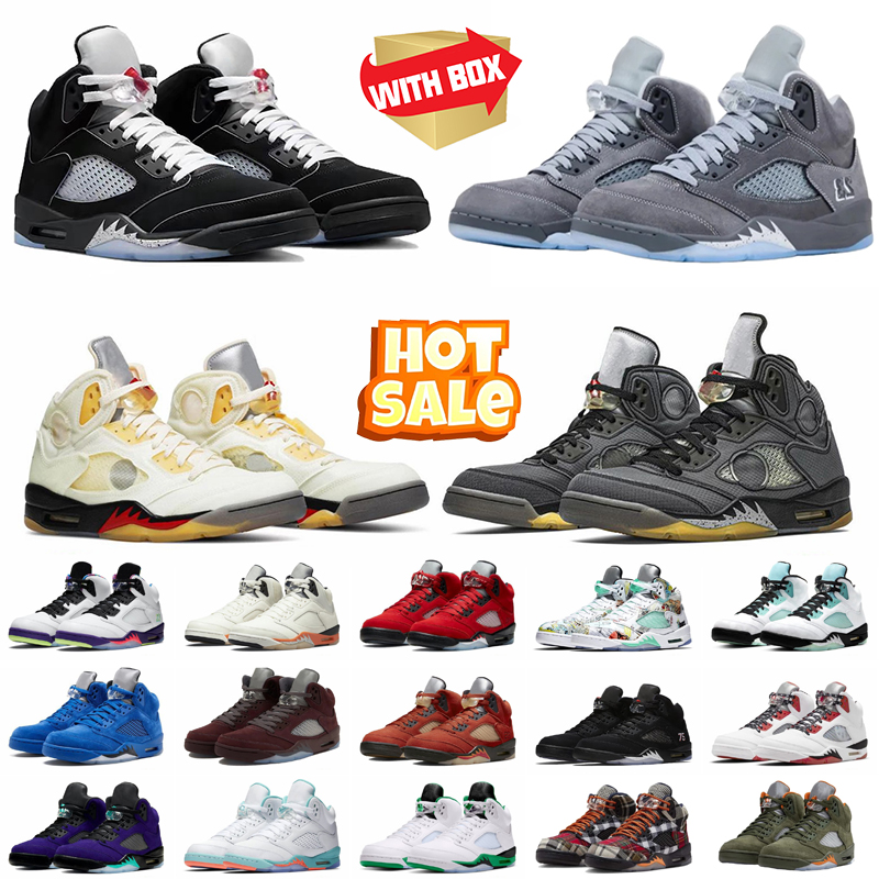 designer Mens 5s Basketball Shoes Black Cat Olive Navy Aqua UNC Lucky Geen Race Blue Raging Bull Fie Red Suede Sail 36-47
