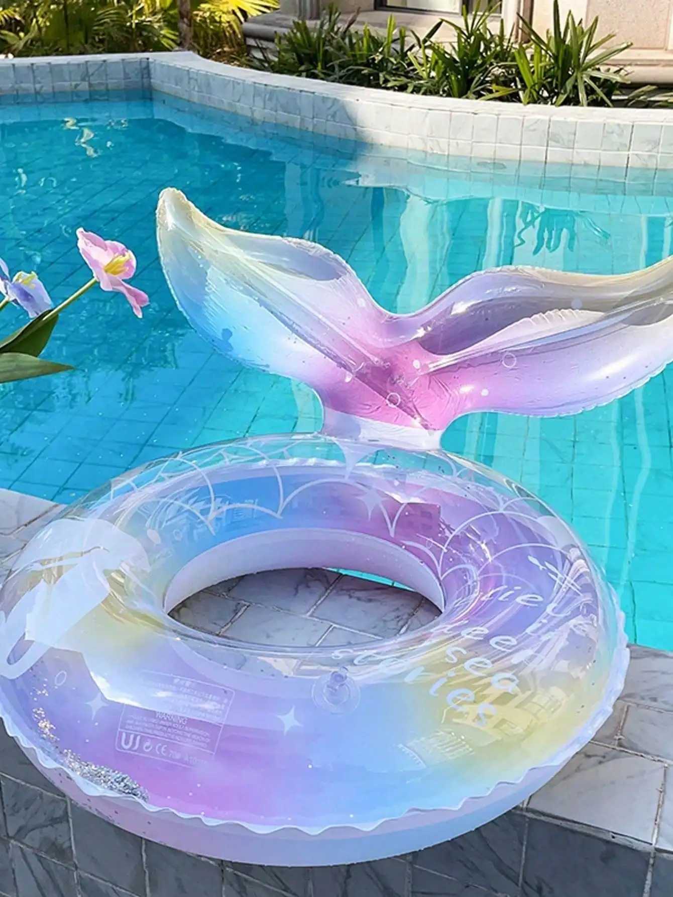 1Pcs Mermaid Underarm Swimming Ring Transparent Thickened Glitter Buoyancy Swimming Ring M260316