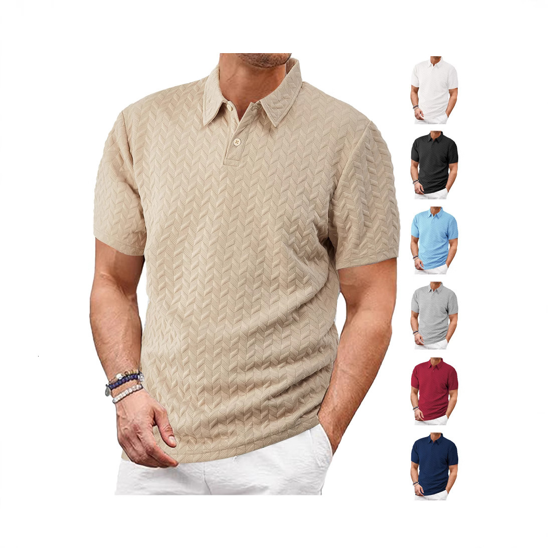 Men's Clothing European Designer T-shirt Polo And American Designer Hoodie Summer Thin Breathable Loose Casual Solid Color Jacquard Fabric Men's Polo Shirt