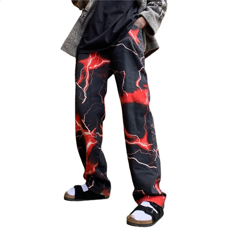 2025 Ins-style autumn new model Harajuku dark street style lightning casual pants 230214