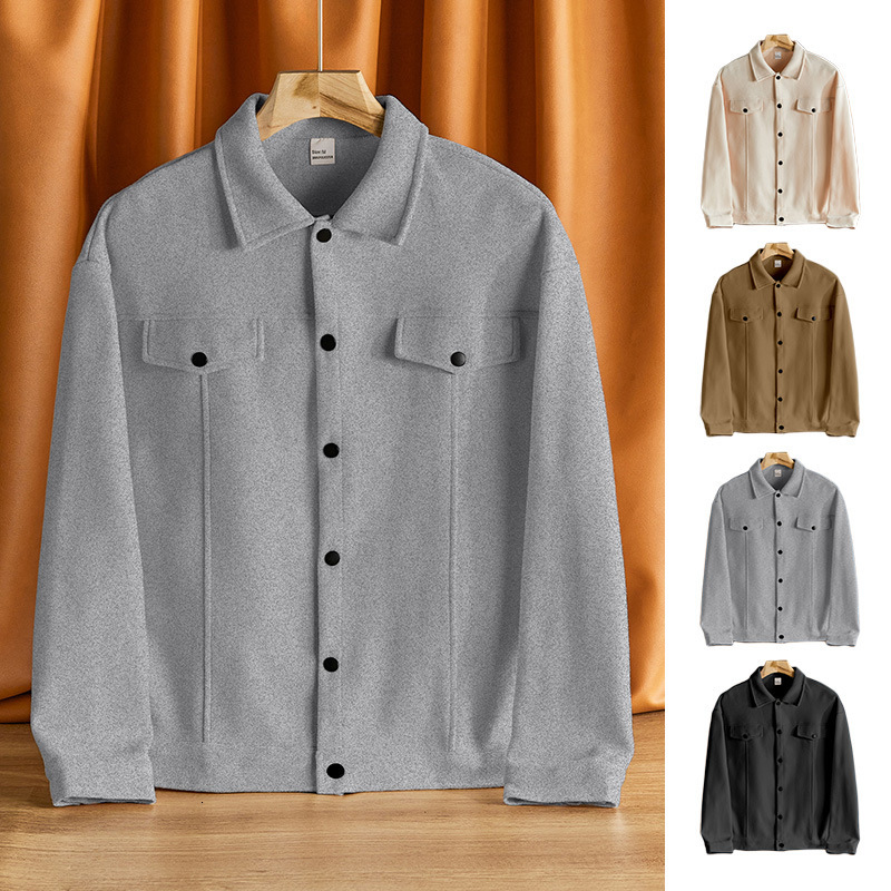 European And American Autumn And Winter Designer Jacket Collar Woolen New Men's Jacket Casual Sports Business Jacket