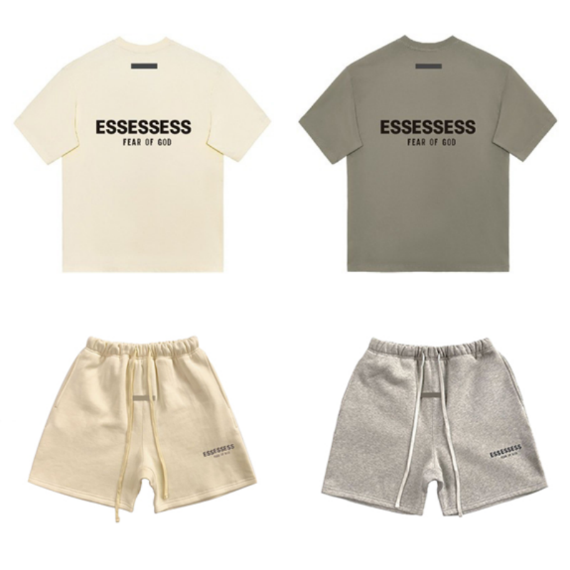 designer 2026 Summer Men s High Street 2 Piece Set FOG Inspired Essentials Style High Quality Cotton Letter Print Short Sleeve T Shirt Shorts Casual Fashion Outfit