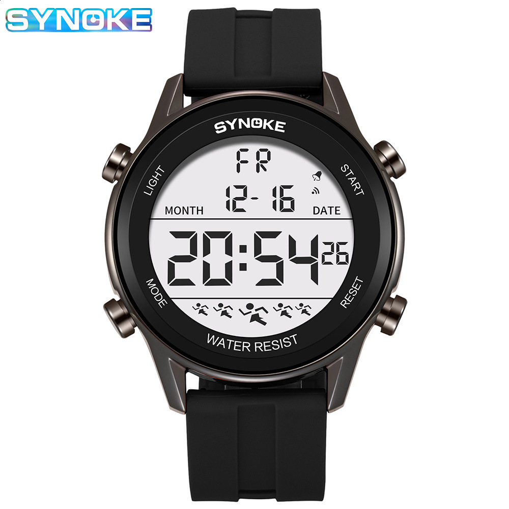 Fashion Watches Men Orange Casual Digital Watches Sports Led Clock Male Automatic Date Watch 1145 Men's Wristwatch Waterproof Y19052103