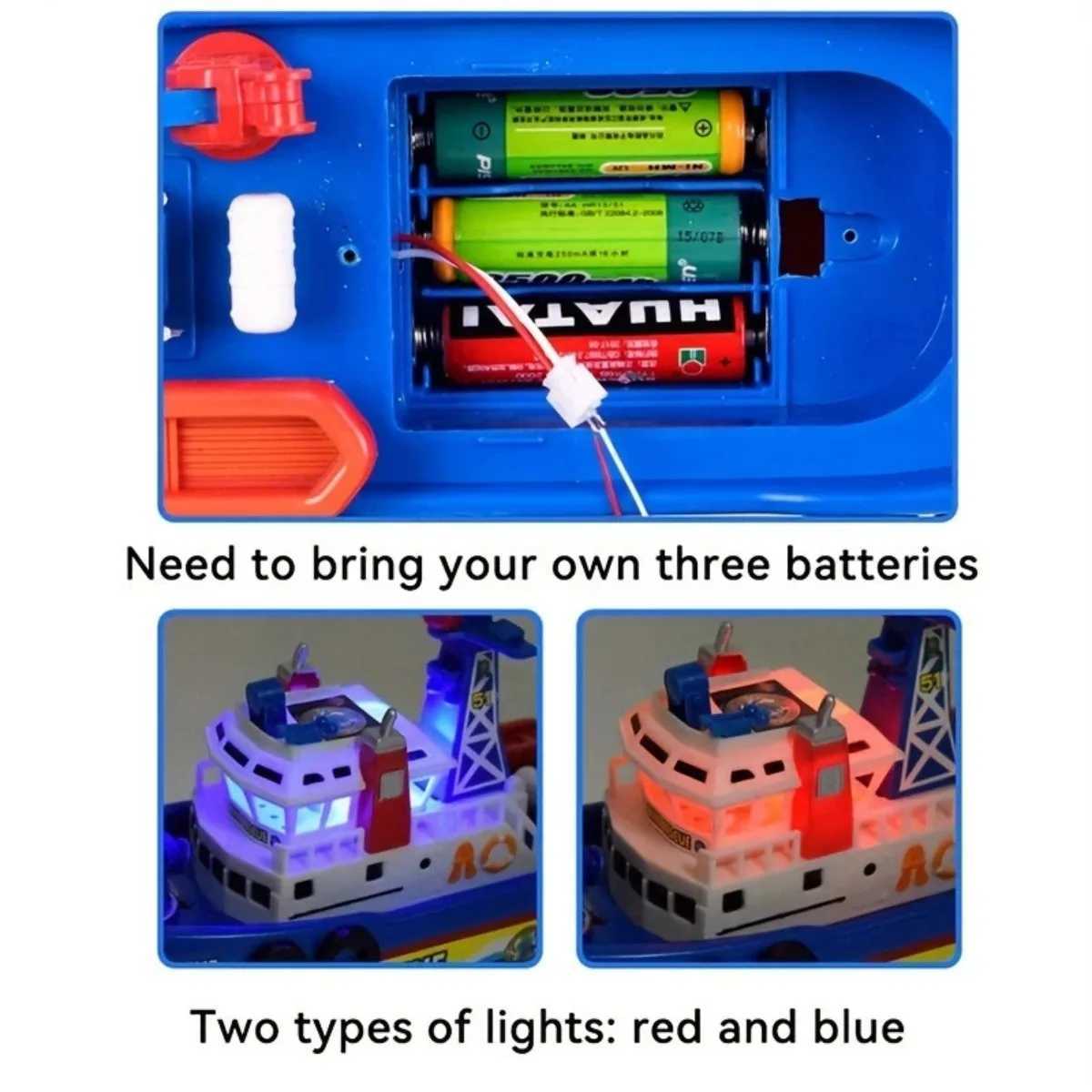 Kids Electric Marine Rescue Boat Toy Fire Fighting Bath Toy with Light Music and Water Spray Floating Ship for Pool Tub Y260316