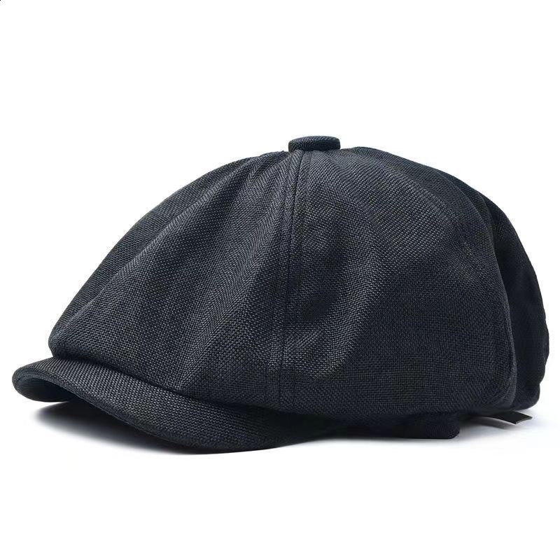 Mens Octagonal Hat Spring Summer Thin Linen Breathable Baseball Cap Mens Casual Beret Painter Hat T200715