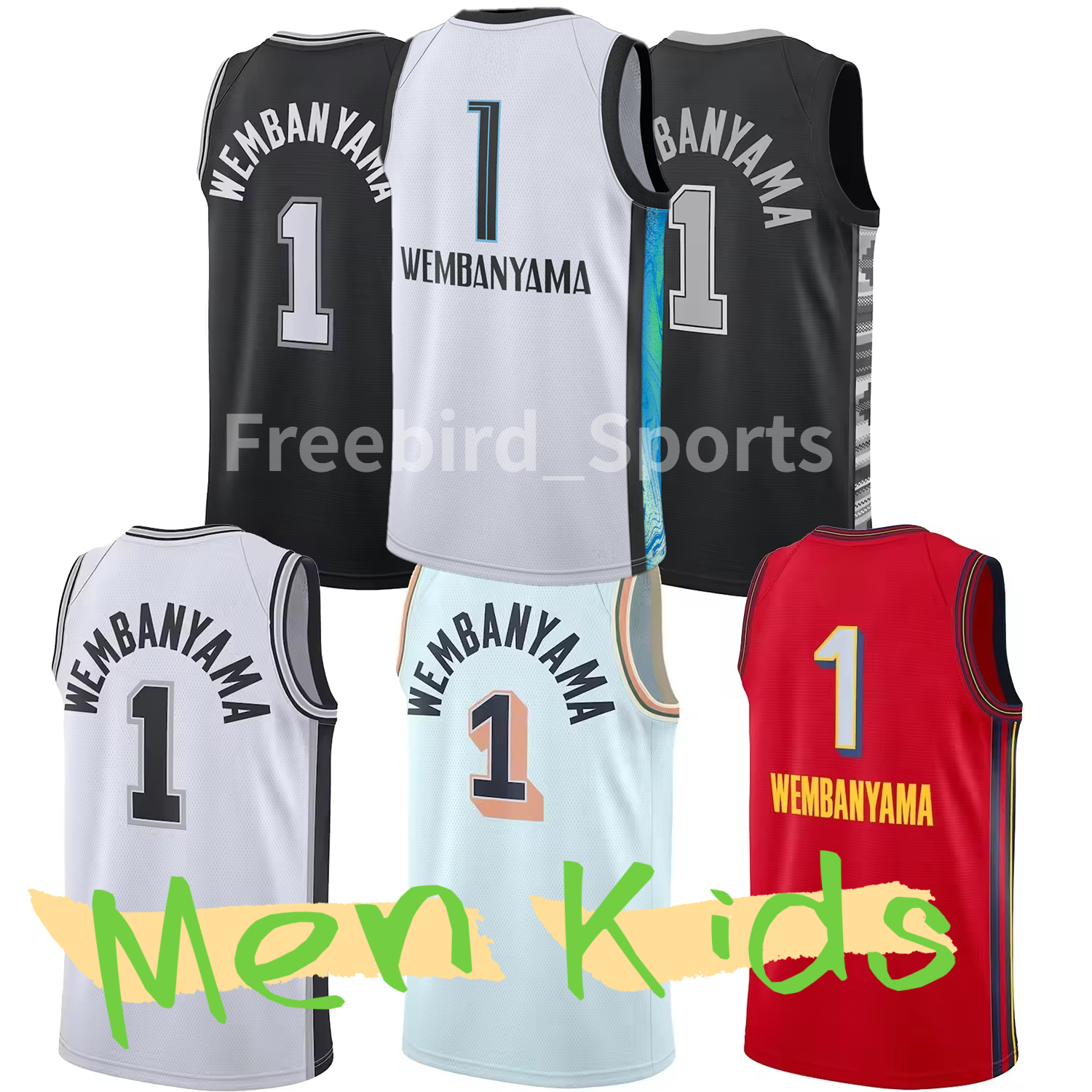 2026 New Stitched Wemban Basketball Jersey Mens 1 Victor Wembanyama Quality Embroidery Basketball Top Shirts Jerseys Men and Kids