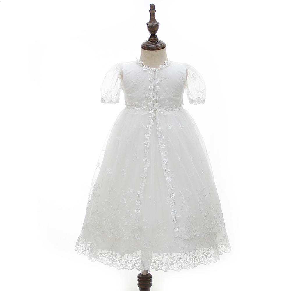 Embroidered Prom Baby Girl Baptism Dress Christening with Bonnet Lace Dresses 251111