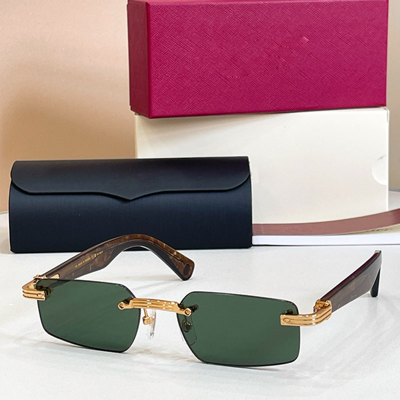 CT0537S Mens rectangular frame sunglasses Luxury designer UV400 protective glasses frameless dark green lenses acetate style popular man sunglasses
