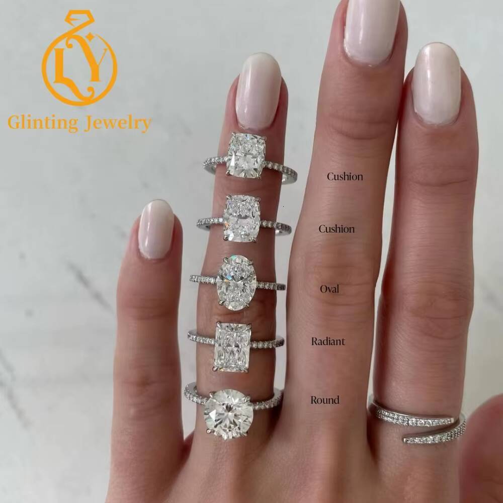 IGI Certified Lab Grown Diamond Side Stone Ring Women Custom Oval CVD Vvs Lab Created Diamond Solitaire Engagement Ring Jewelry