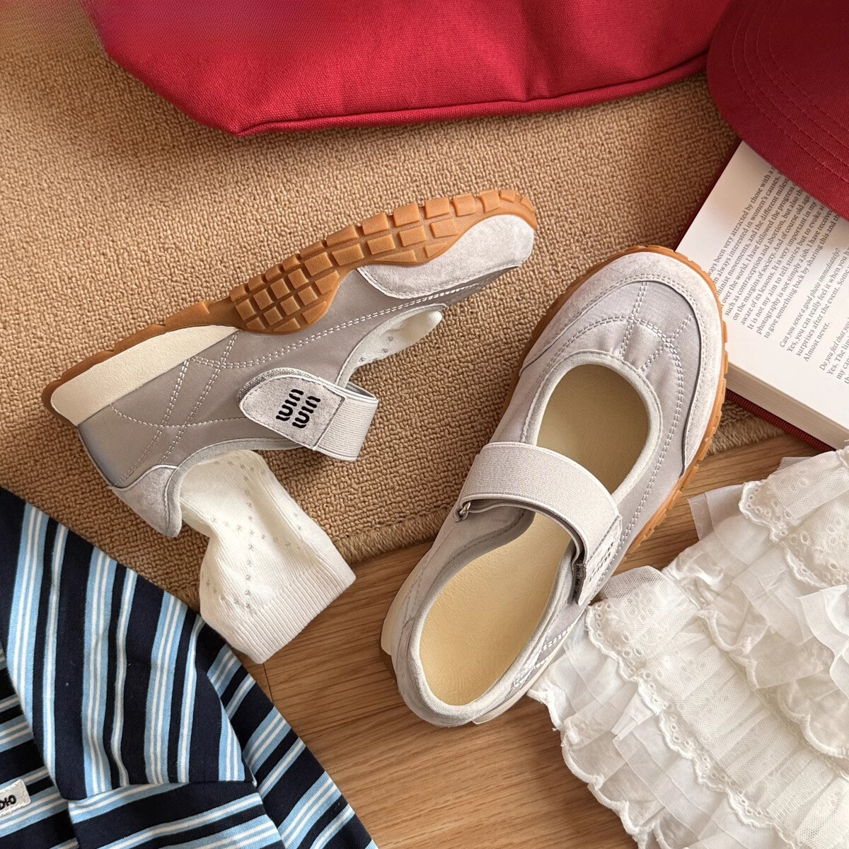 Genuine Leather Training Mary Jane Agan Single Women 2025 Summer New Style Hidden Wedge Velcro Shallow Mouth Canvas Shoes ddmythur