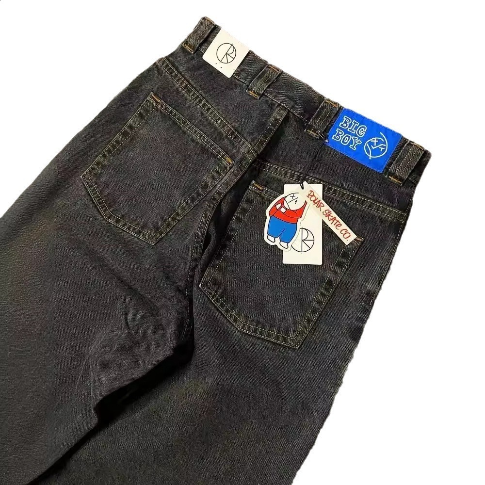 Trendy Y2K Harajuku style hiphop loose wide leg casual pants for men fashionable and casual slim fit jeans 241204