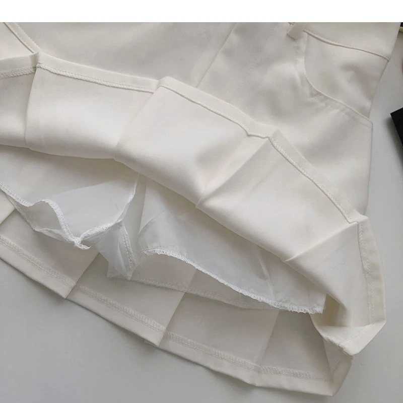 Pleated Skirt Women Y2k Harajuku White Short Skirt Uniforms Safety Pants Summer Solid Color Casual Mini Skirt Fashion M260316