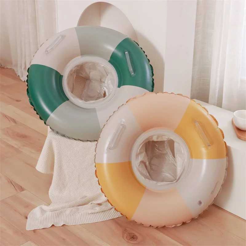 New Thickened Swimming Ring Olive Inflatable Baby Underarm Ring Striped Life Buoy Ring Danish Retro Pool Accessories swim ring M260316