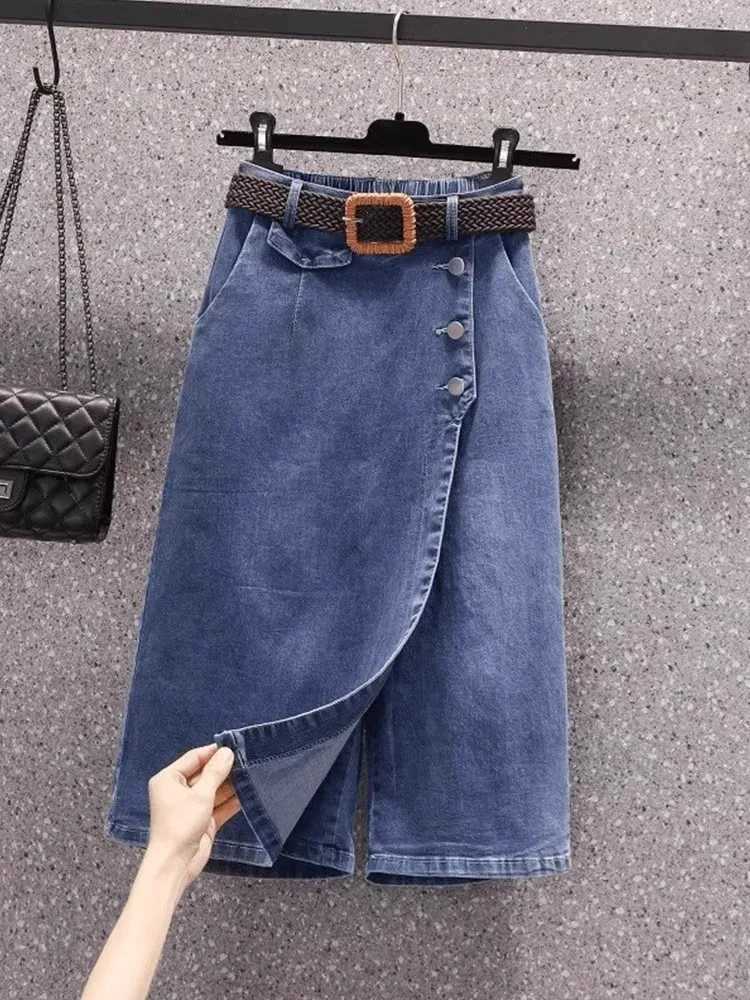 High Waist Loose Wide Leg Jeans Skirt Mid-Length A-Line Skirt for Women Summer New Sle Commute Pure Color f Body Skirt M260316