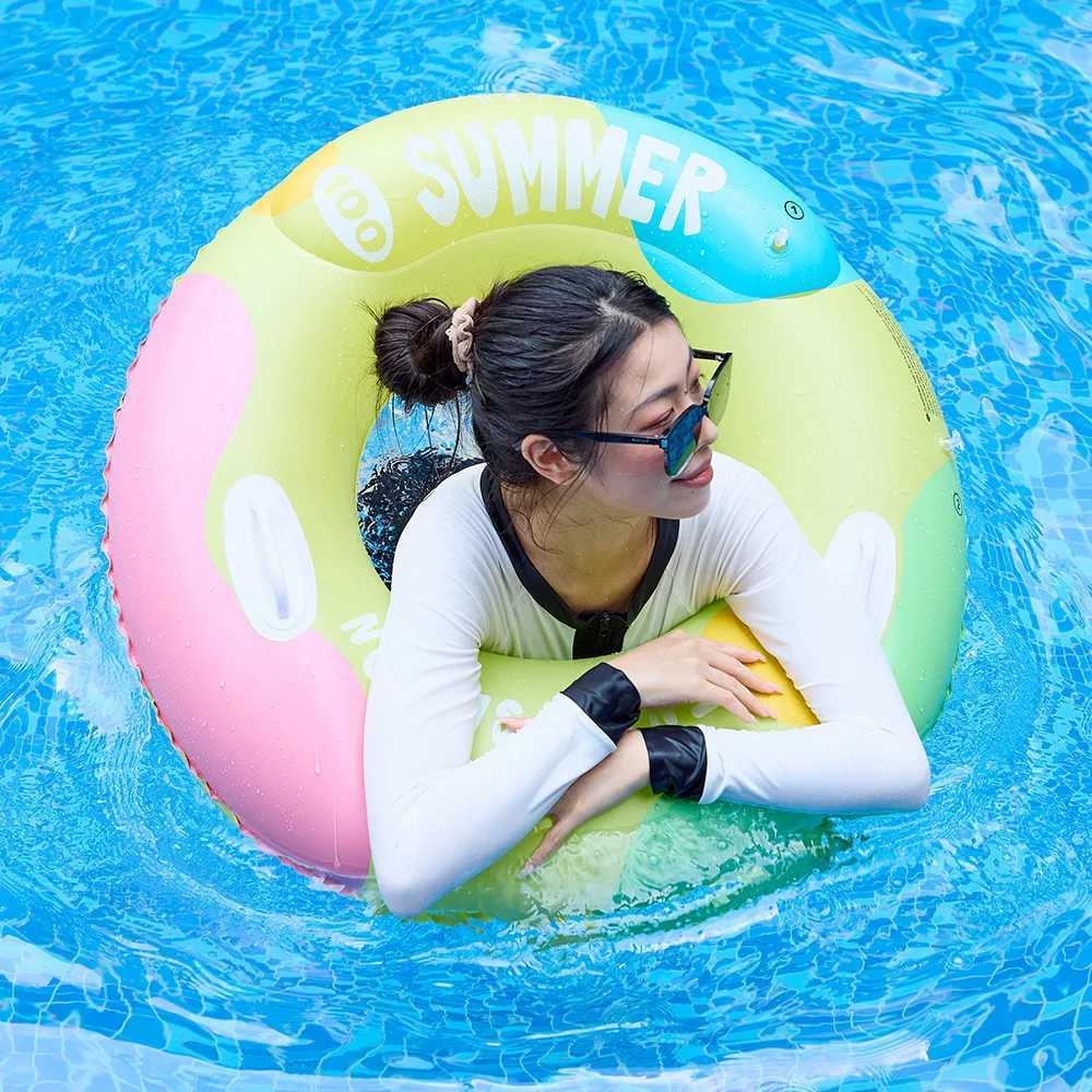 INS Adult Oversized Swimming Ring Thickened Double Airbag With Handle Inflatable Double Layer Armpit Float For Pool Water Play S23 M260316