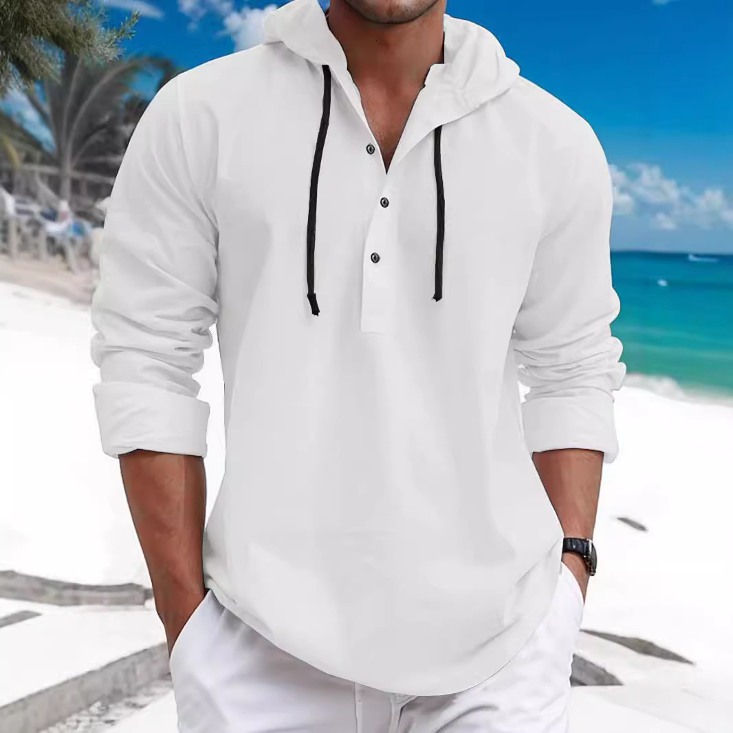 Trendy Fashion Men's Pearl Polo Cotton Twill Designer Hoodie Designer T-shirt Halfzip Hooded Swea With Buttons