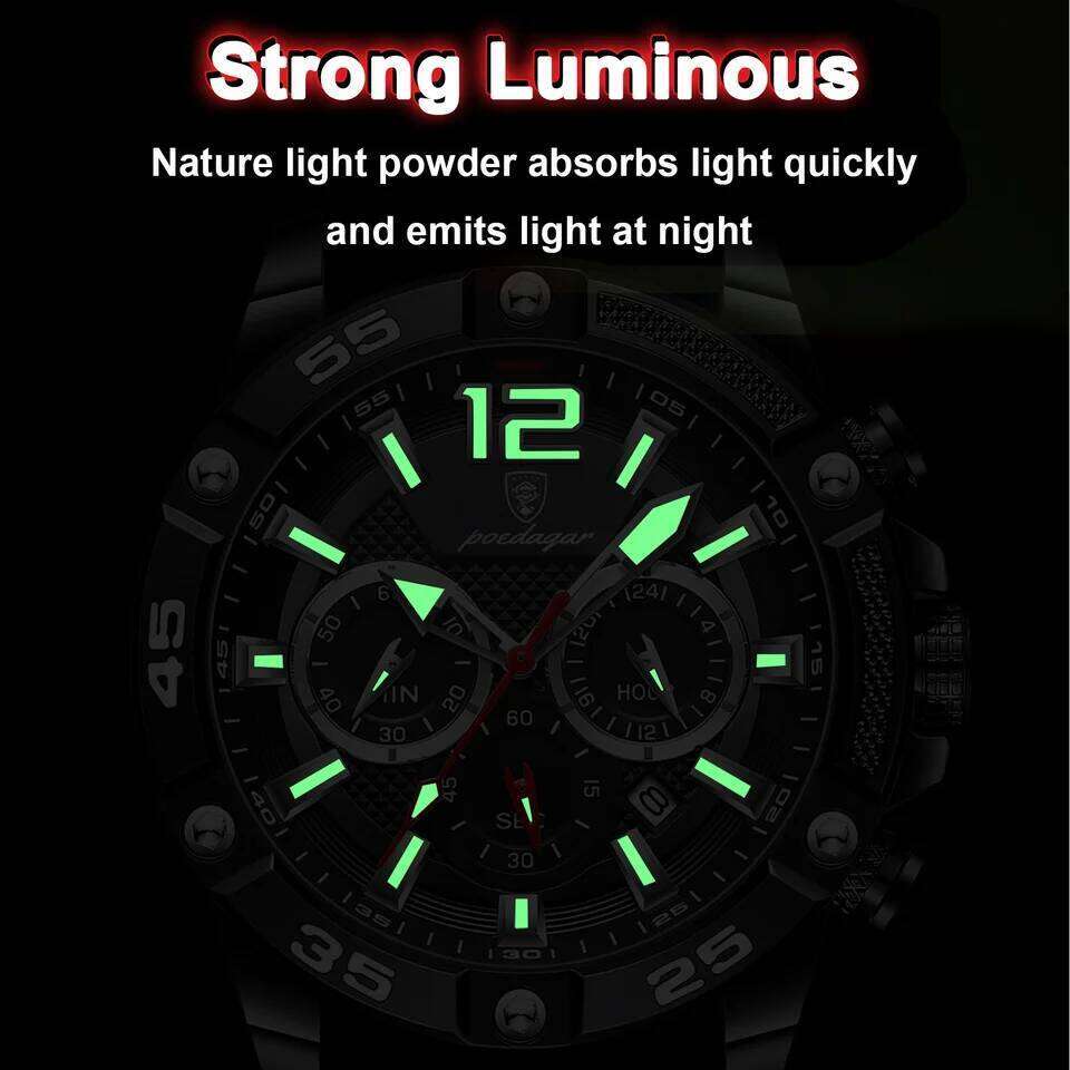 POEDAGAR Original Fashion Men's Watches Waterproof Luminous Chronograph Date Sports Man Wristwatch High Quality Quartz Men Watch - view 5