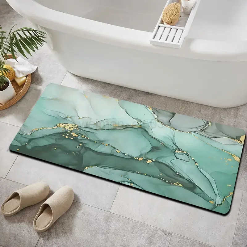 Marble Texture Bathroom Door Mat Living Room Balcony Hallway Non-slip Floormat Bedroom Bedside Foot Mat Kitchen Laundry Room Rug H260316