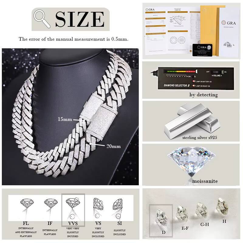 Miami Custom Hot Sale 10k 14k Gold Plated Moissanite Silver Cuban Link Chain for Hip Hop Jewelry Bracelet/Necklace