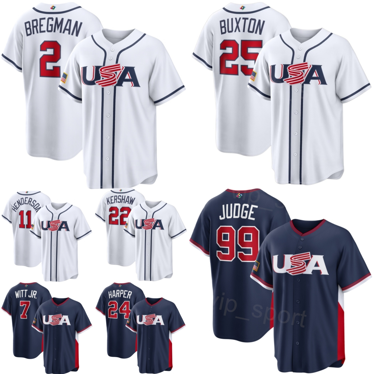 National 2 Alex Bregman Jerseys 2026 WBC USA World Baseball Classic 11 Gunnar Henderson 99 Aaron Judge 7 Bobby Witt Jr 24 Bryce Harper 25 Byron Buxton Child Man Lady