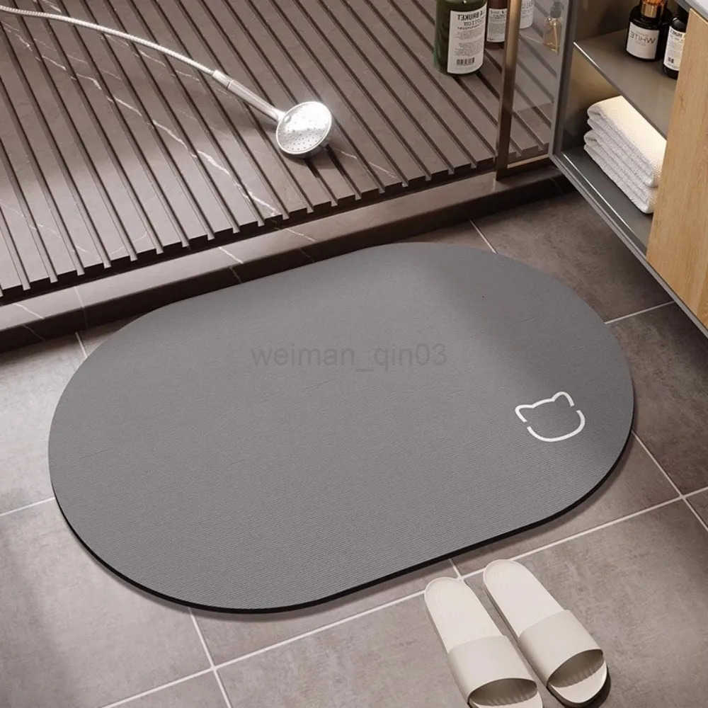 VIKAMA Bathroom Anti Slip Quick Dry Rug Cat Pattern Absorbent Wear Resistant Easy Clean Bath Mat Home Decor H260316