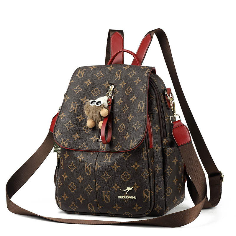 Designer Backpack Womens Autumn/Winter New 2026 Double Shoulder Bag - Soft Leather Vintage Pattern Minimalist Fashion Travel Backpack Spacious Casual 