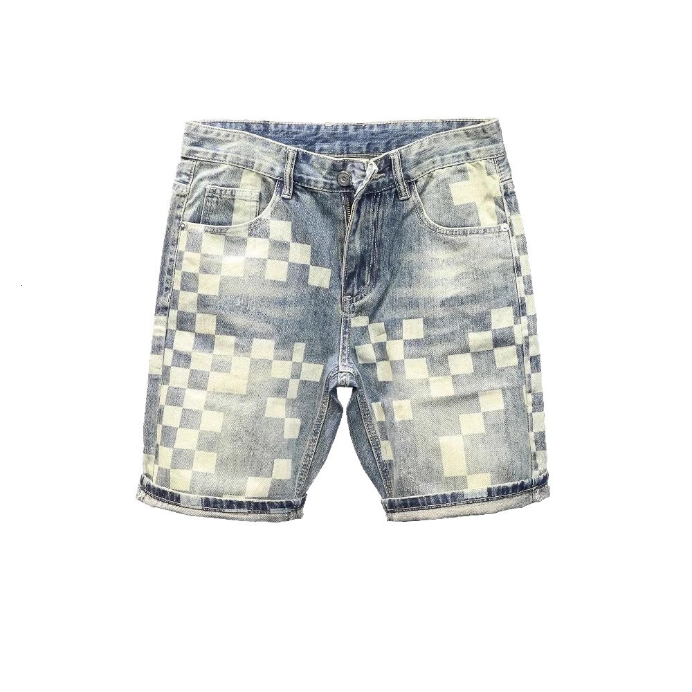 2026 Designer Shorts - Summer New Style Men's Denim Shorts Produced By A Fashionable Brand Featuring A Unique Checkered Patchwork Design