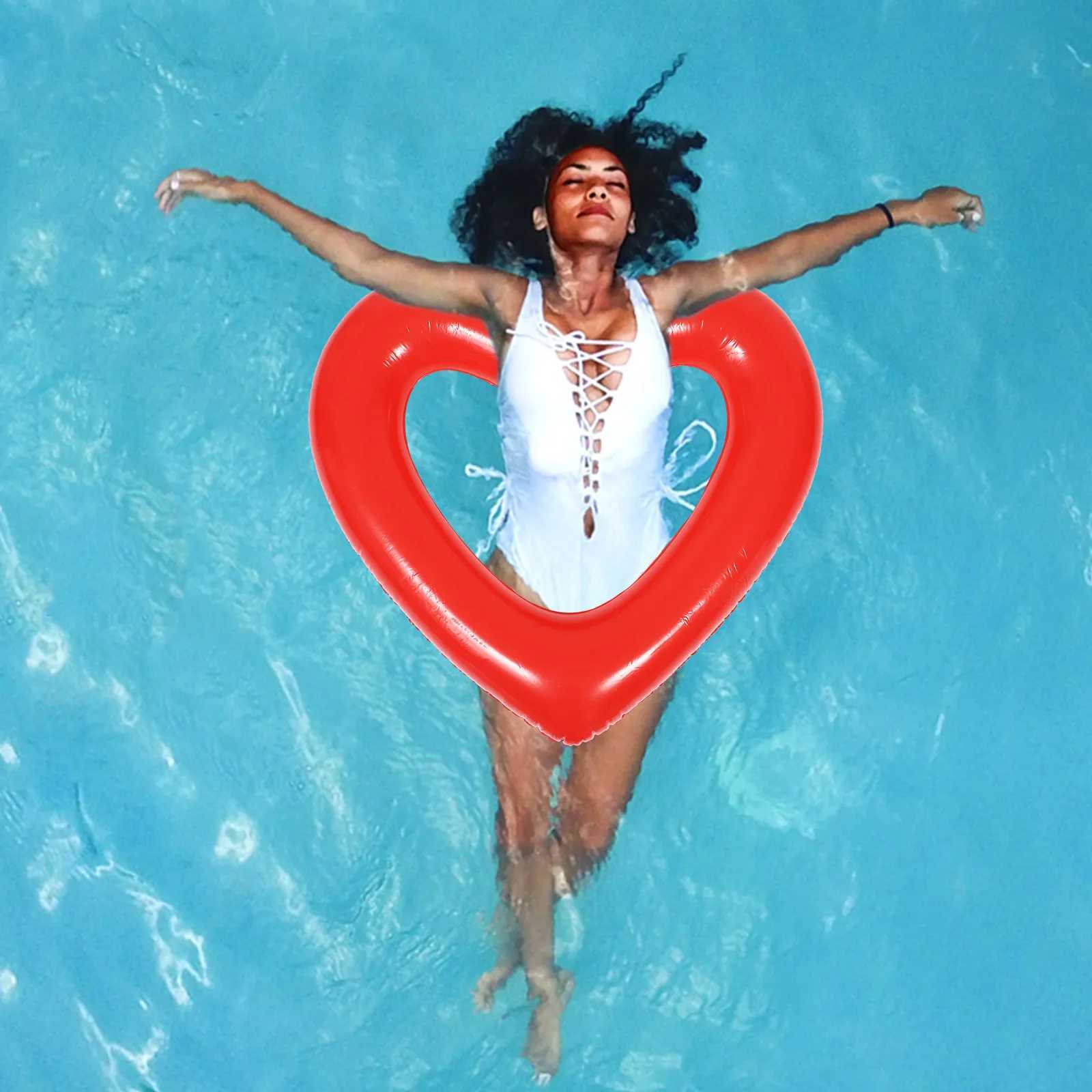 Heart Shaped Inflatable Swimming Ring Premium PVC Float for Beach Pool Summer Water Fun Adult Swim Aid Lovely Cool Design Gift M260316
