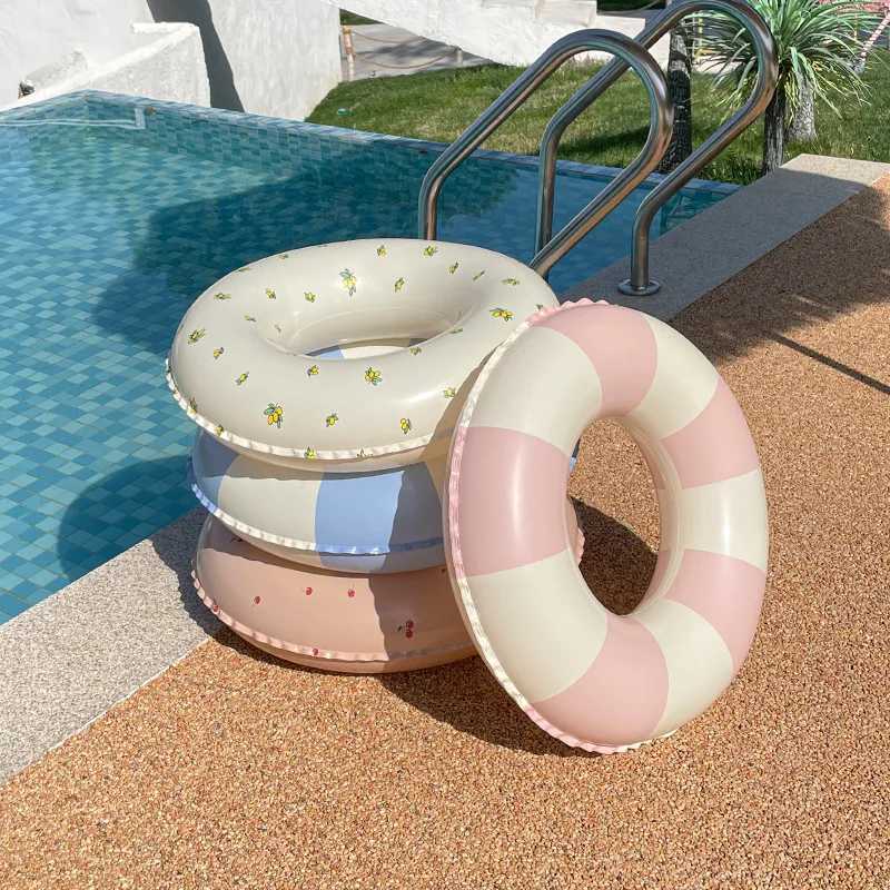 Summer Beach Striped Thickened Swimming Ring Children Water Sports Swim Ring Adult Cherry Floating Ring Swimming Pool Lifebuoy M260316