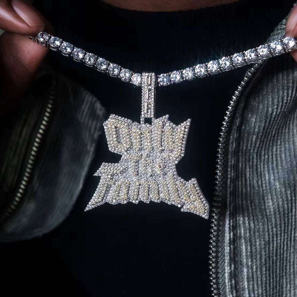 Two Tone Gold Plated Micro Pave CZ Hip Hop Men Jewelry Letter Only The Family Pendant Necklace