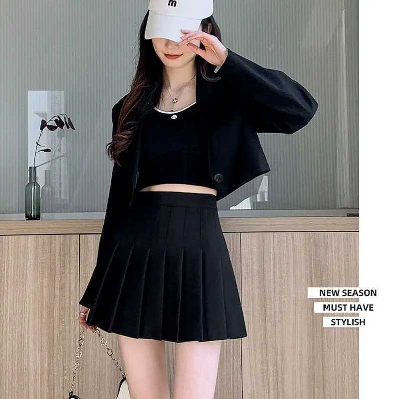 Preppy Style Women Pleated Skirts Summer High Waist Zipper s Dancing JK Mini Skirts Black Fashion Student A Line Faldas 2025 M260316
