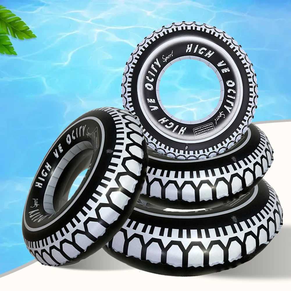 Tire Pattern Pool Floating Rings Leakproof Inflatable Swim Ring Swimming Rings Floaties Thickened Pool Rings for Kids Adults M260316