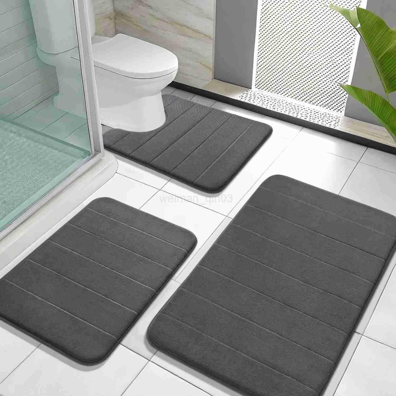 Memory Foam Bath Mat Super Soft Absorbent Quick Dry Bathroom Rug Machine Washable Non Slip Floor Carpet for Tub Shower Toilet H260316