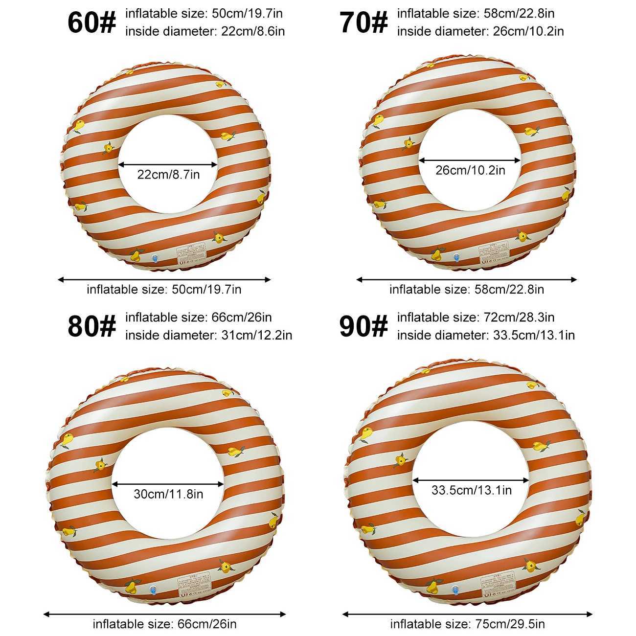 1PC Simple Striped Inflatable Swim Ring Cute Pool Float Ring Floating Water Gear for Beach Parties M260316
