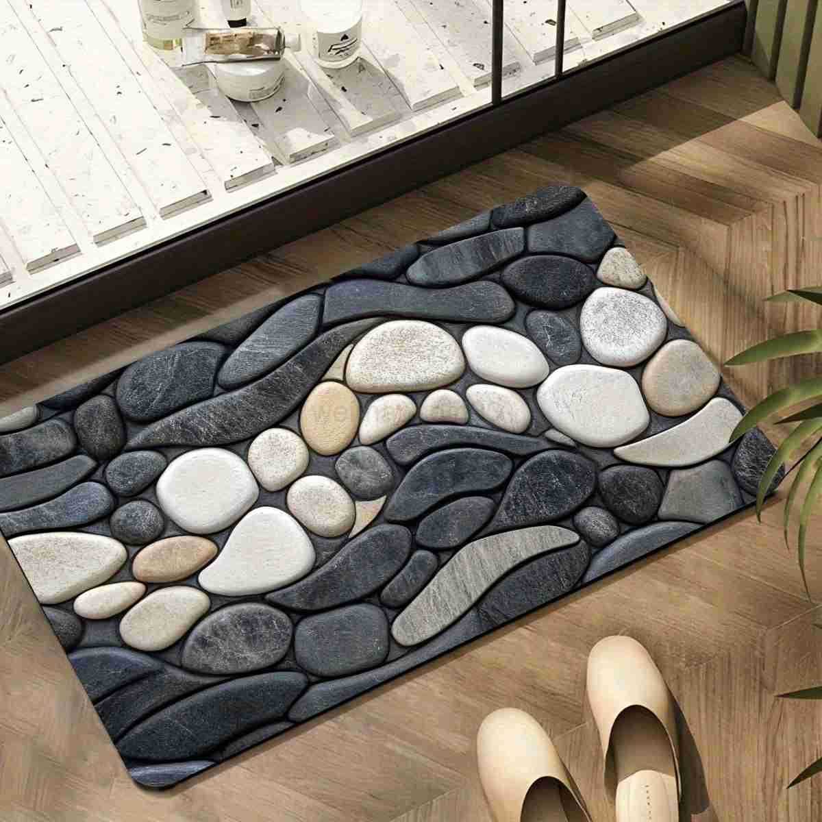 VIKAMA pebble bathroom carpet absorbent anti slip quick drying shower room bathroom door mat home decoration H260316