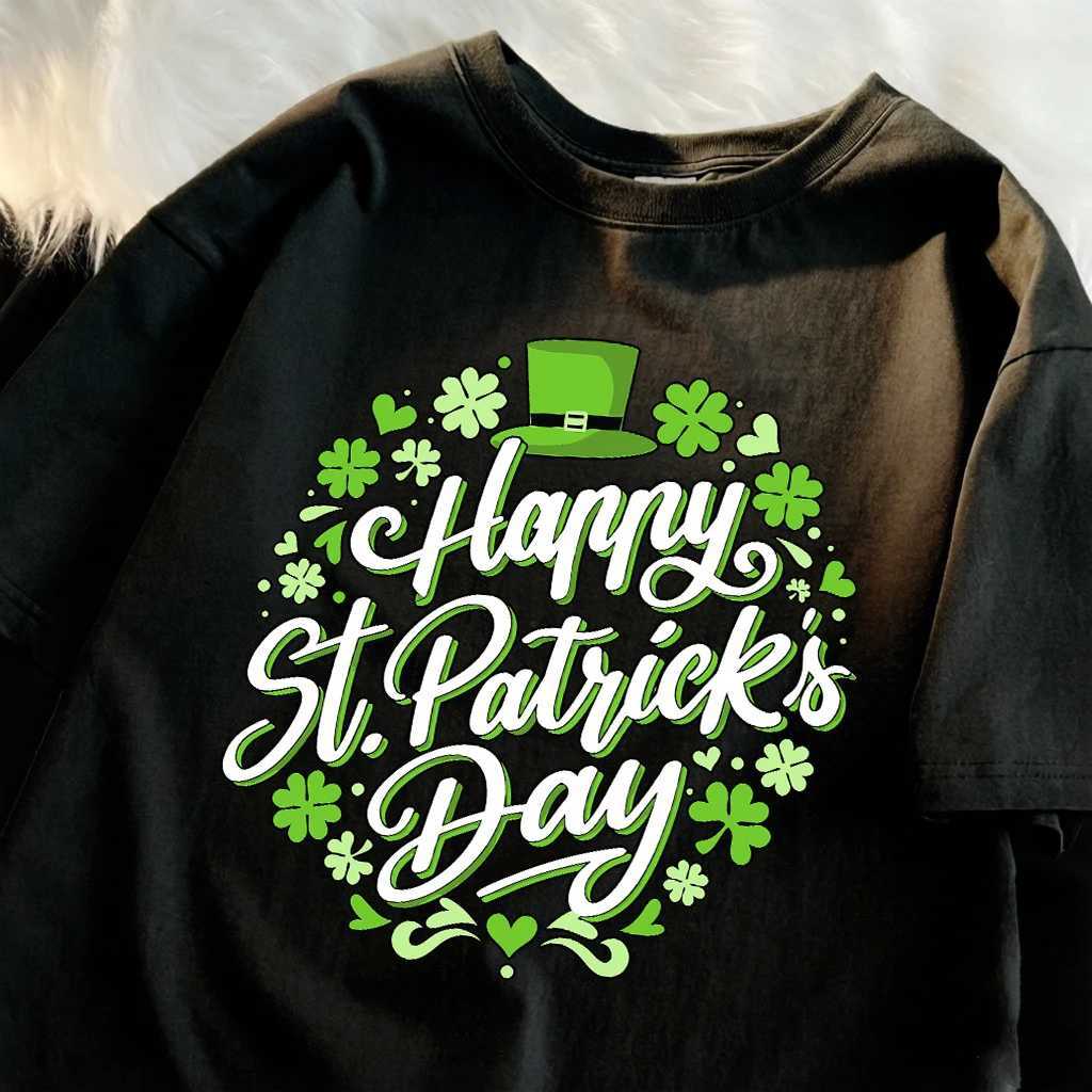 Happy St PatrickS Day White Prints Man T-Shirt Soft Cotton T Shirts All-Match Comfortable Clothing Loose Summer Short Sleeve M260317
