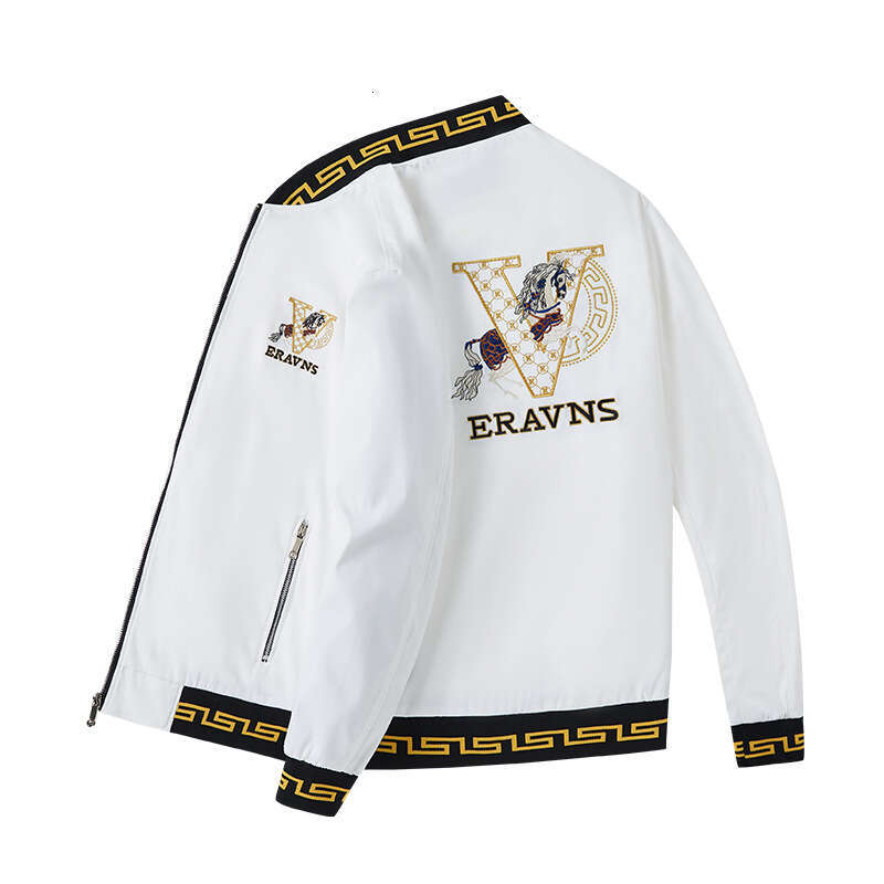 Embroidered Jacket For Men, New Trendy Heavy-Duty European Style Fashion Baseball Jacket, Men's Coat