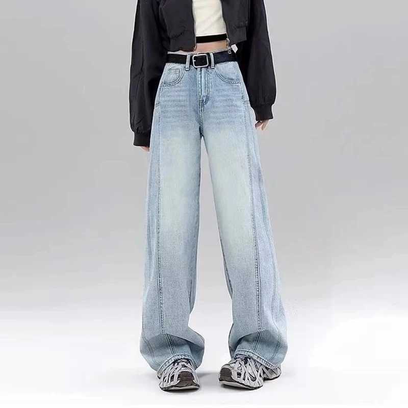 Women Korean Loose Fit Jeans s Classic Ins Fashion Denim Pants Lady Comfortable High Waist Straight Leg Trousers M260317