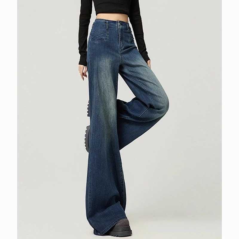 Classic Fashion s High Waist Jeans Lady Korean Solid Casual Denim Trousers Women Retro Slim Fit Straight Leg Pants M260317