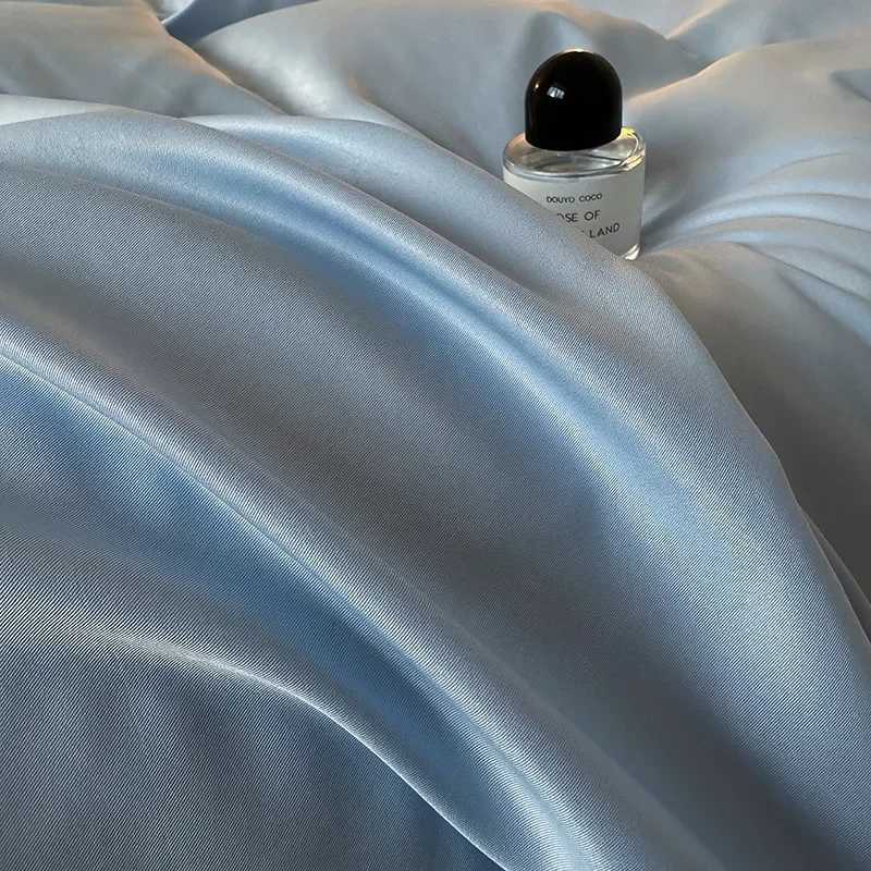 Summer 2025 Solid Color Cool Bed Sheet Set Ab Double-Sided Skin Friendly Nude Sleeping Bed 4-Piece Set 15/18/20M Bedding D260317