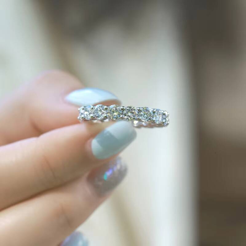 IGI Certified PT950 Platinum Lab Grown Diamond Eternity Tennis Ring Princess Round Cut Wholesale