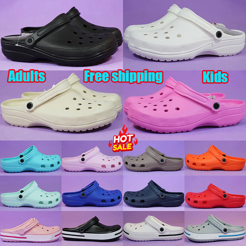Free shipping slides designer croc Slippers sandals men women adults kids famous durable clogs summer outdoor beach sandal shoes black white pink