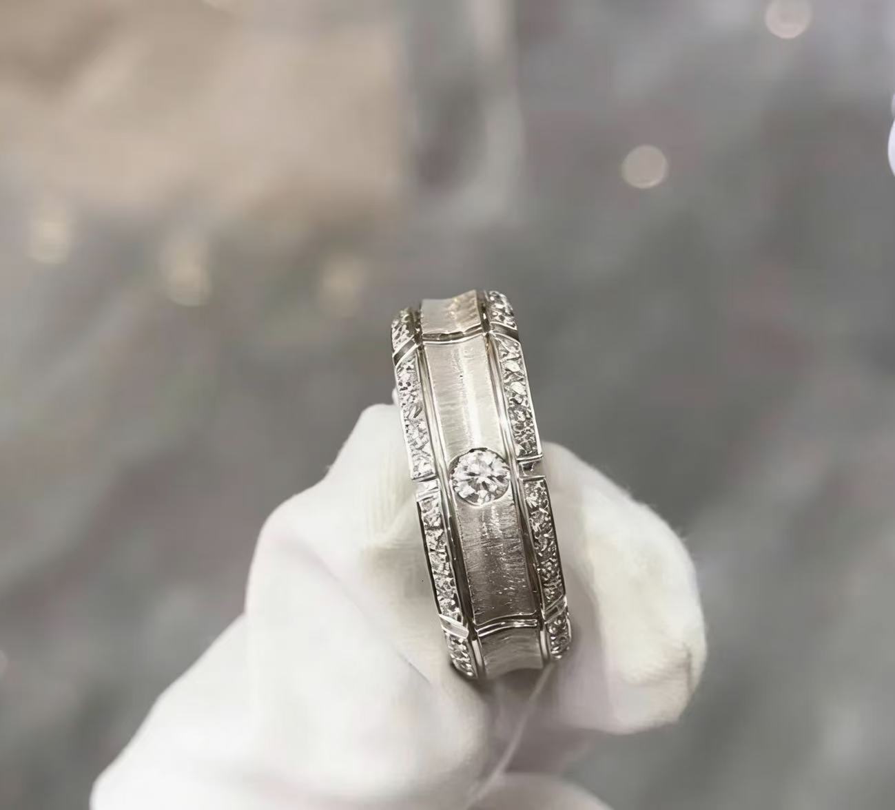 18K gold luxury fashion mens ring IGIcertified labgrown roundcut diamond micropav setting design specially crafted for him