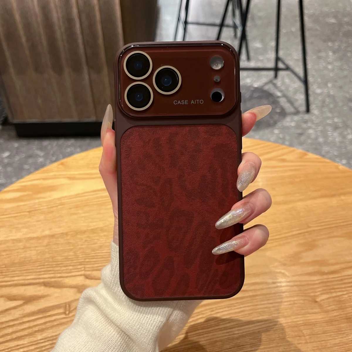 Fashion Leopard Print Leather Texture Phone Case For iPhone 17 16 15 14 13 Pro Max Instant Turn 17 Large Window Shockproof Cover C260314