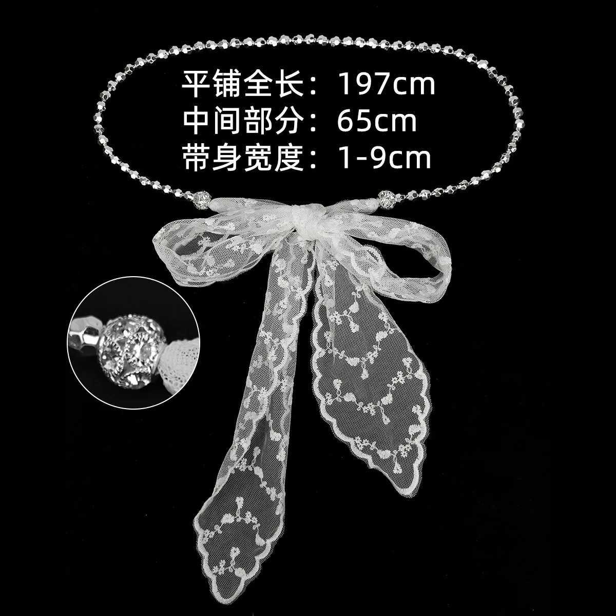 New French sexy lace lace-up chain belt fashionable hair accessory strappy bag knot tassel decoration pearl waist chain women H260316 - view 3