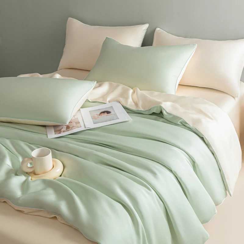 New Washed Ice Silk Bedding Set 4PCS Summer Cool Touch Rope Design Sheet Set Soft Breathable Hotel Luxury Twin/Full/Queen Size D260317